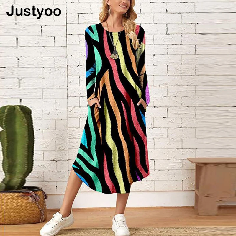 

Модное Длинное Платье с карманами, женские элегантные вечерние платья с круглым вырезом и длинным рукавом для женщин, осенние платья-Макси ...