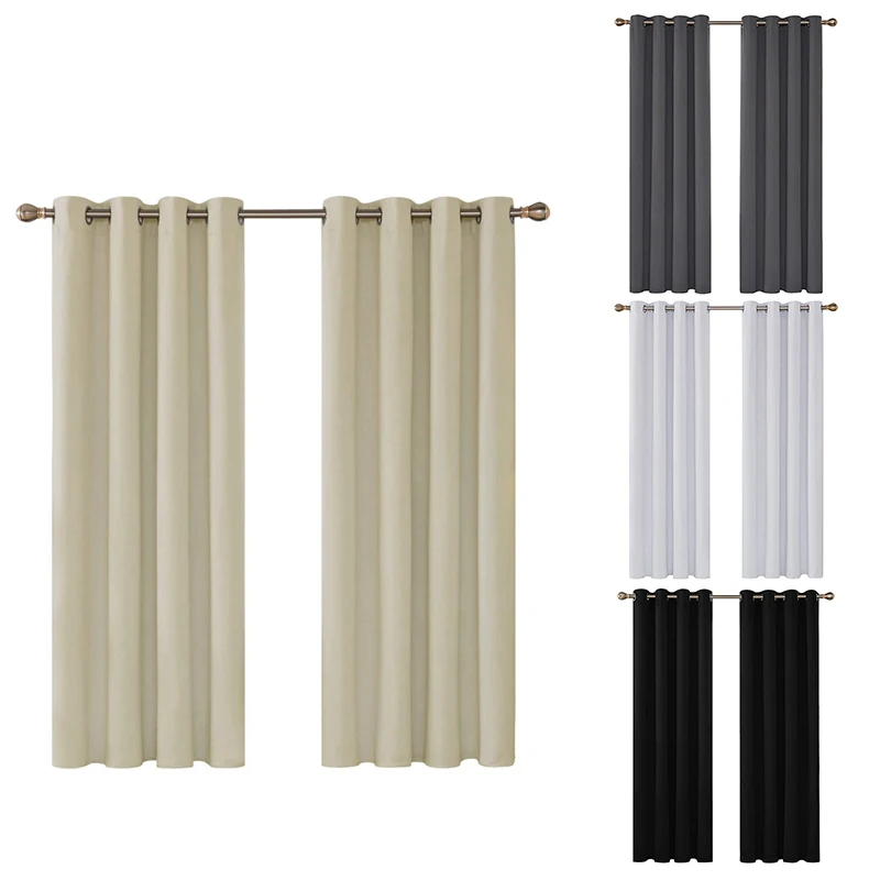 

New-Set Of 2 Blackout Curtain Opaque Curtain Children's Room Blackout Curtain With Eyelets,213X132cm (Height X Width)