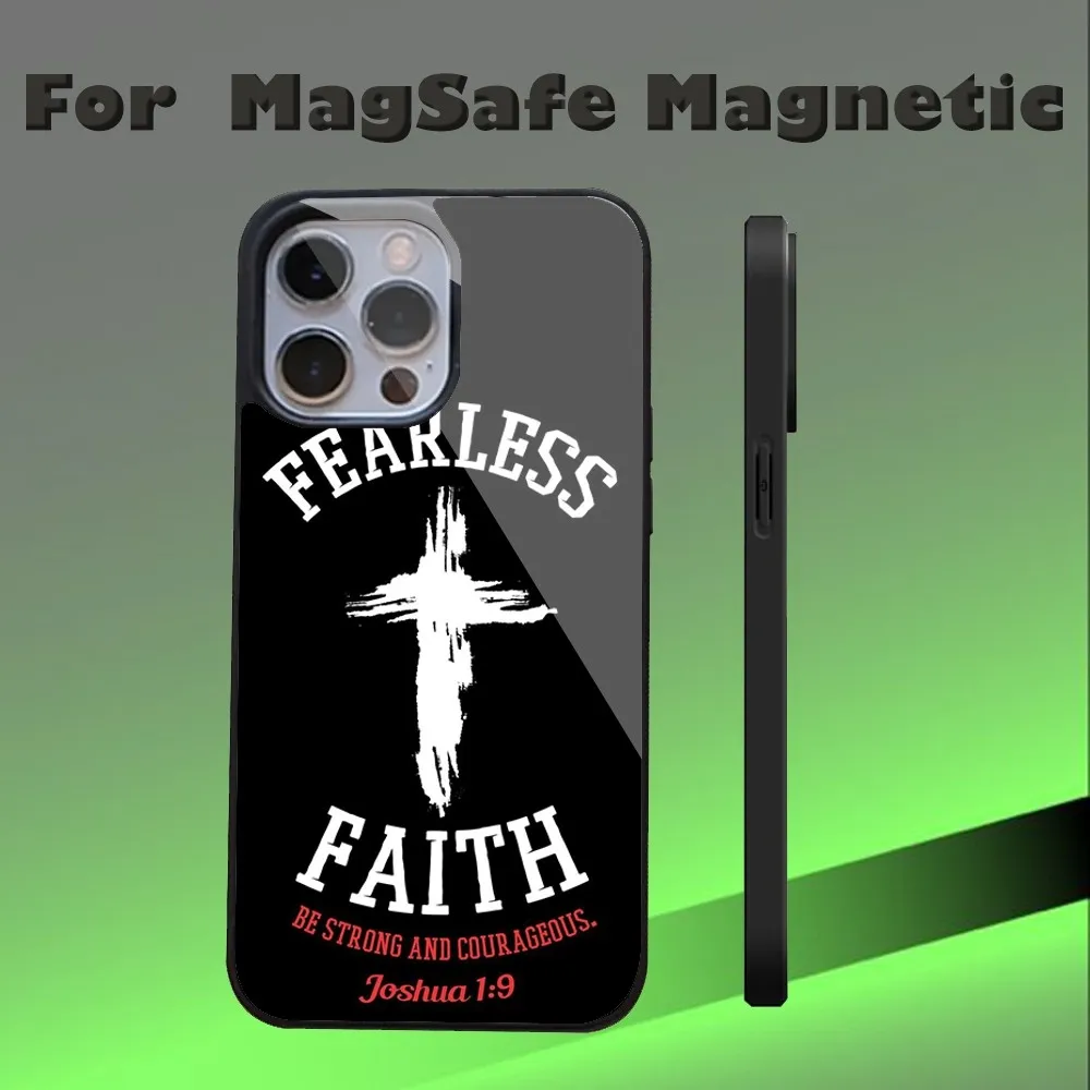 F-Faith Jesus Art Words Phone Case For IPhone 16 15 14 13 Pro Max 11 12 Mini Alex Mirror Magsafe Wireless Charging Cover