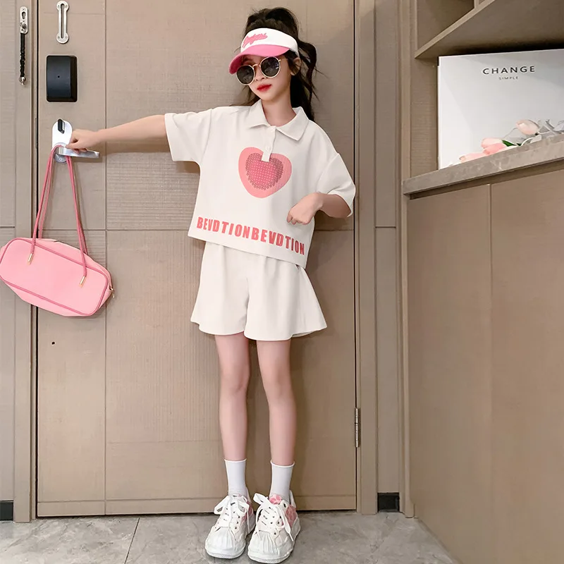 Комплект летней одежды для девочек Детский яркий короткий комплект с коротким