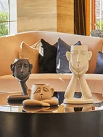 Abstract figure Set 3pc living room Sculpture Office Bookshelf Home Decor modern Vase Home Ornaments TV Desk Figurine Resin