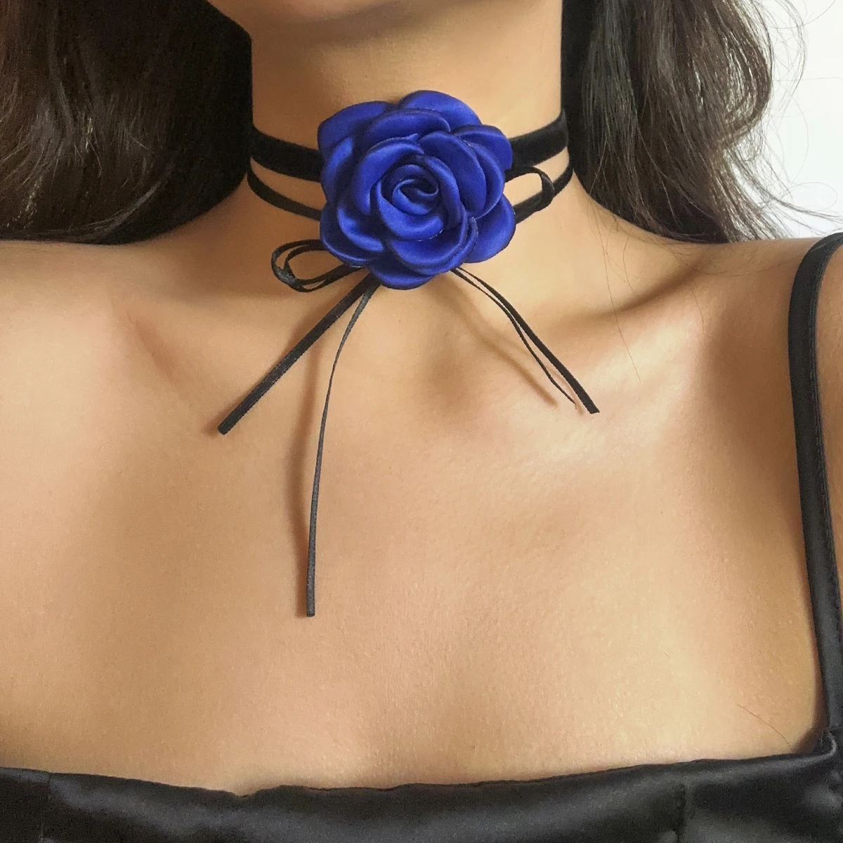 

PuRui Exquisite Flowers Pendant Necklace Choker for Women Jewelry On The Neck Wide Cloth Band Collar Ladies Summer Accessories