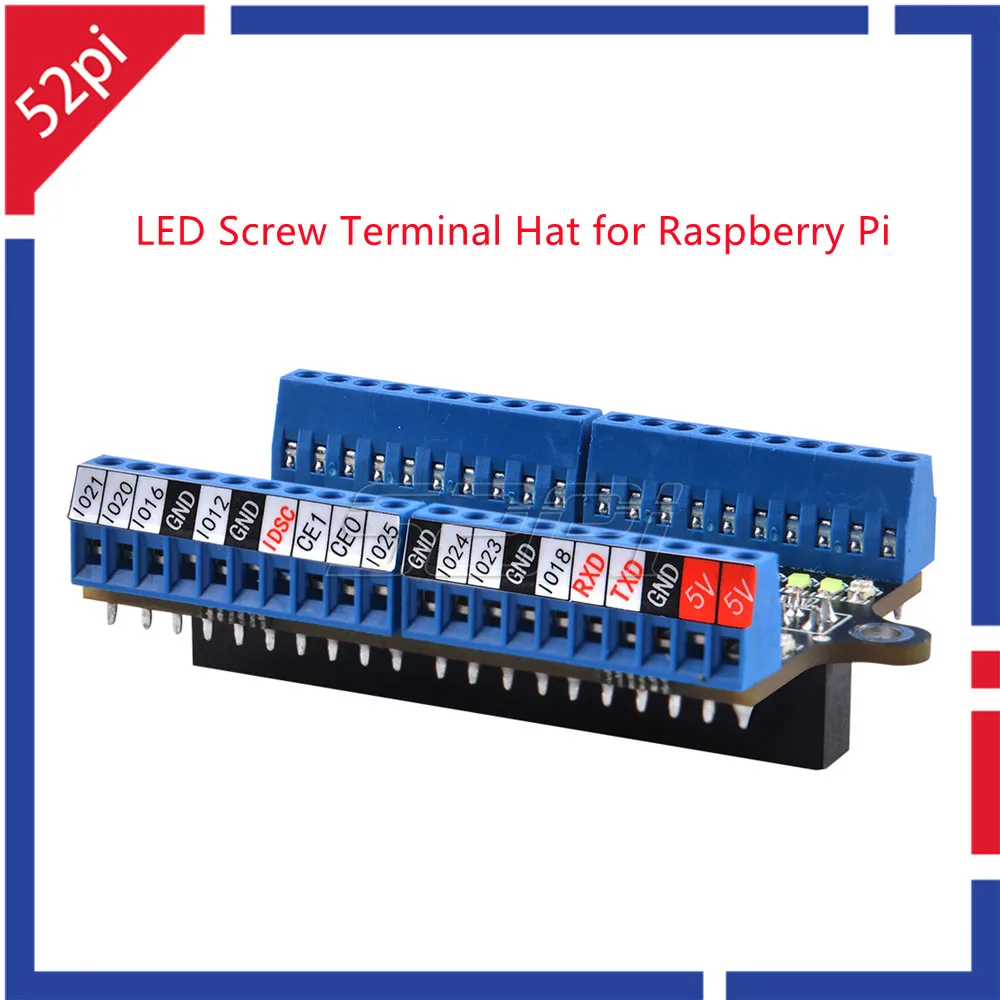 

LED Screw Terminal Hat 40-Pins GPIO Expansion Board with LED Indicator for Raspberry Pi