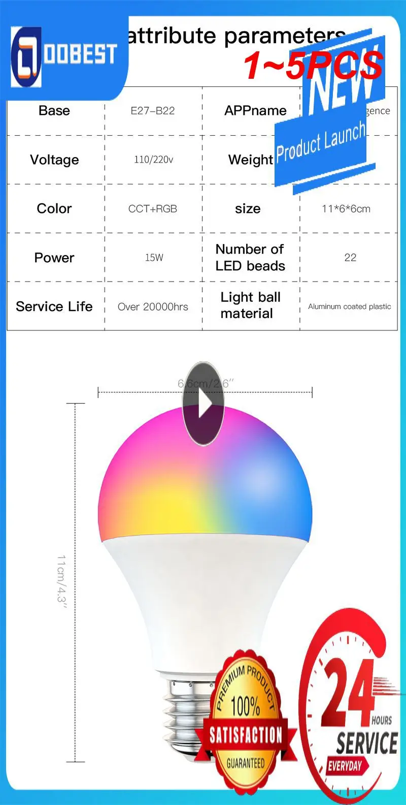 

1~5PCS Bulb Lamps E27 AC220V 240V Light Bulb Real Power 20W 18W 15W 12W 9W 5W 3W Lampada Living Room Home LED Bombilla