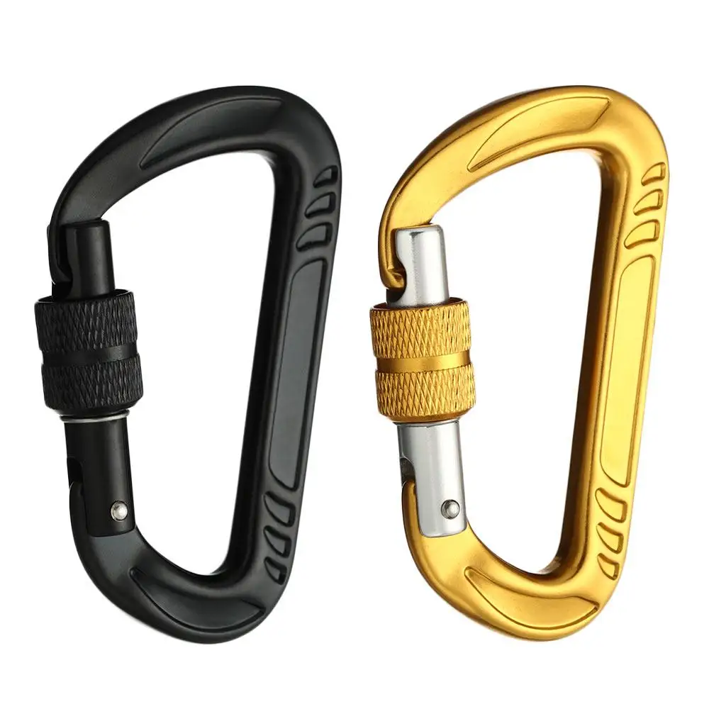 

D Shape 12KN 7075 Outdoor Tools Quickdraws Lock Security Safety Locks Climbing Carabiner Professional Climbing Buckle