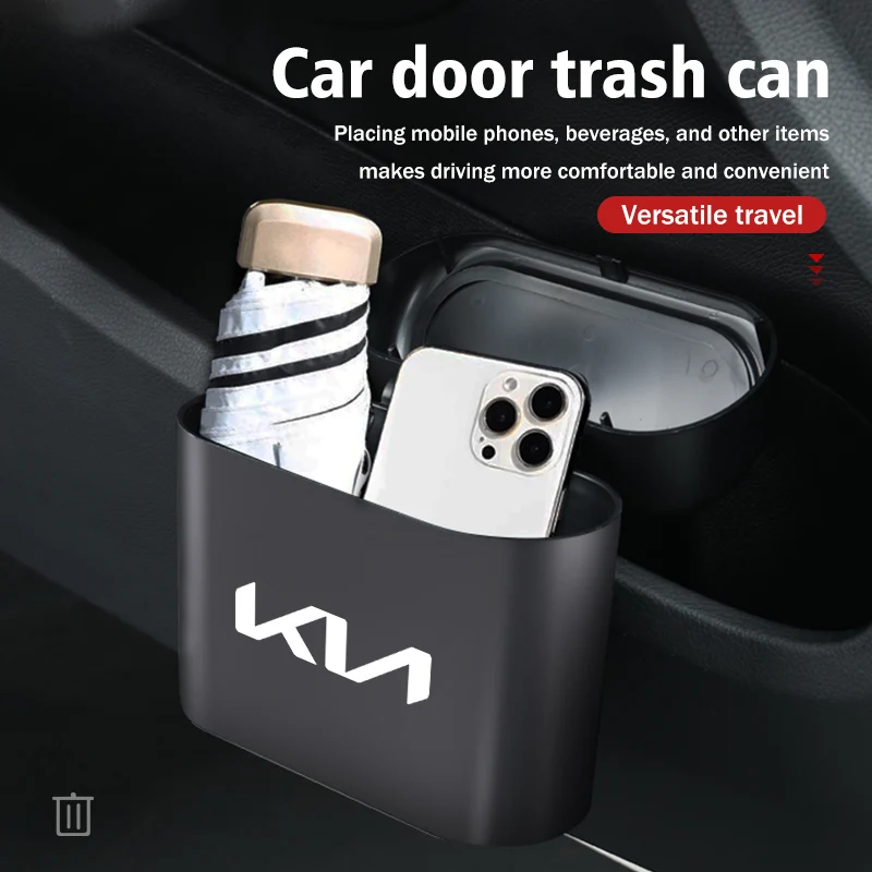 Фото Кожаные подвесные сумки-органайзеры для мусора на дверь автомобиля KIA: Cerato, Soul, Venga, Forte, Spectra, Sedona, Niro, Cadenza №2