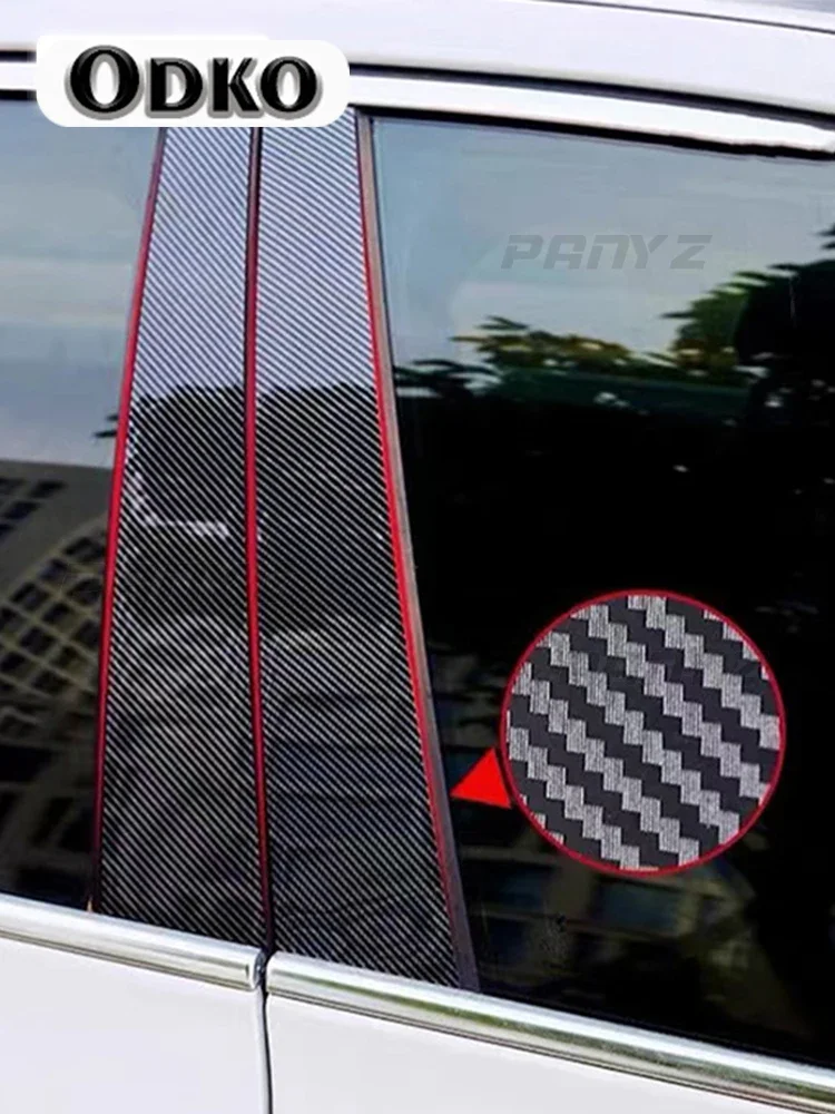 

Накладки на стойки двери, окна, стойки, наклейки для Mitsubishi Outlander 2013 2014 2015 2016 2017 2018 2019 2020 2021, углеродное волокно