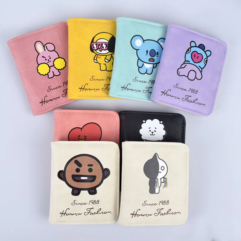 

Kawaii Bts21 New Ladies Casual Wallet Card Holder Tassel Short Folding Wallet Cartoon Anime Cute Coin Purse holiday gift