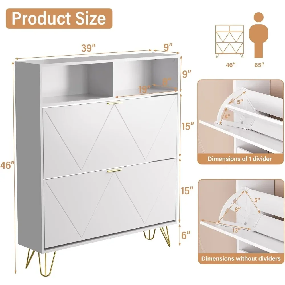 Большой набор шкафов для хранения обуви из 2 шт. с открытой полкой. Шкаф прихожей.