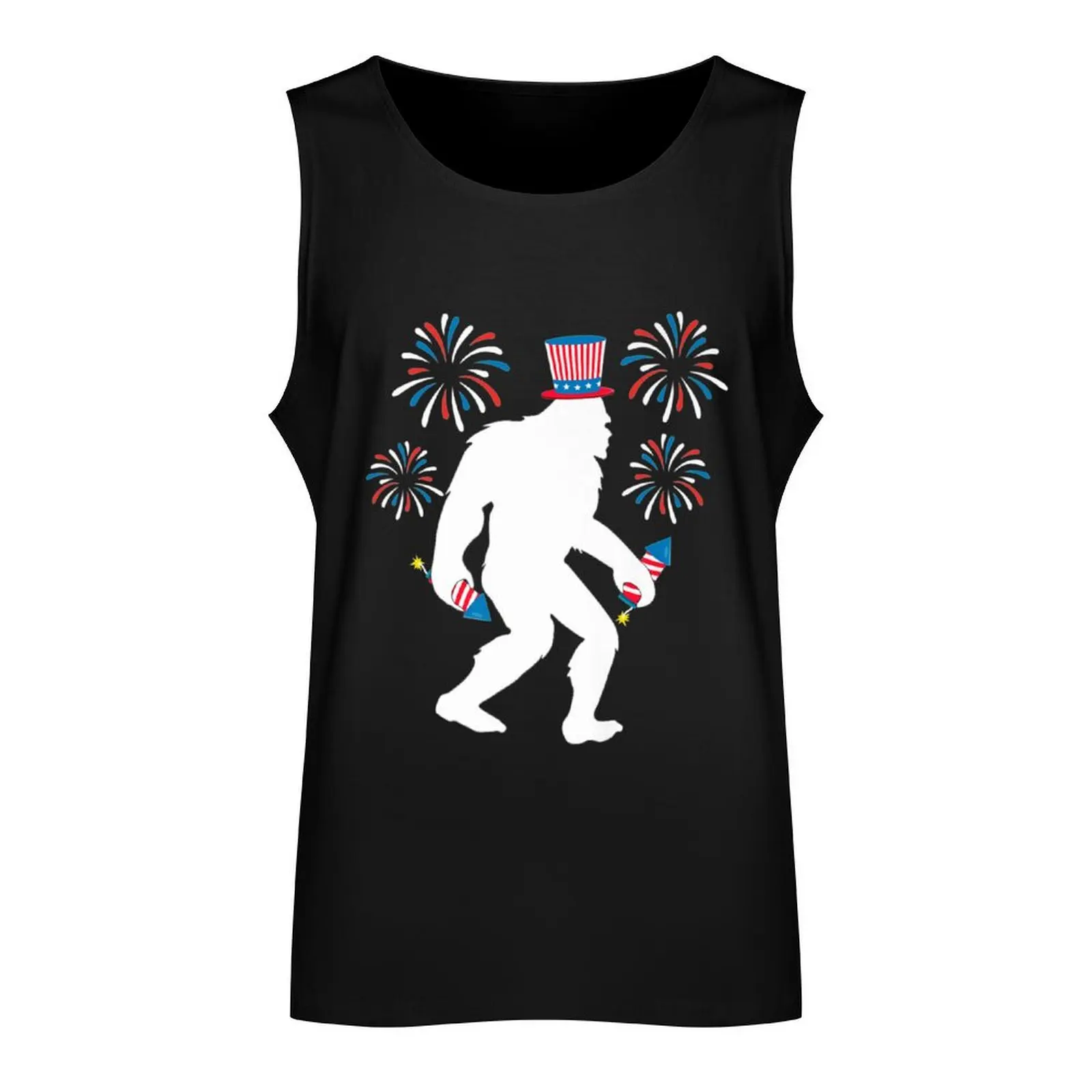 Майка Bigfoot Firecracker Sasquatch 4 июля с изображением фейерверка мужские футболки для