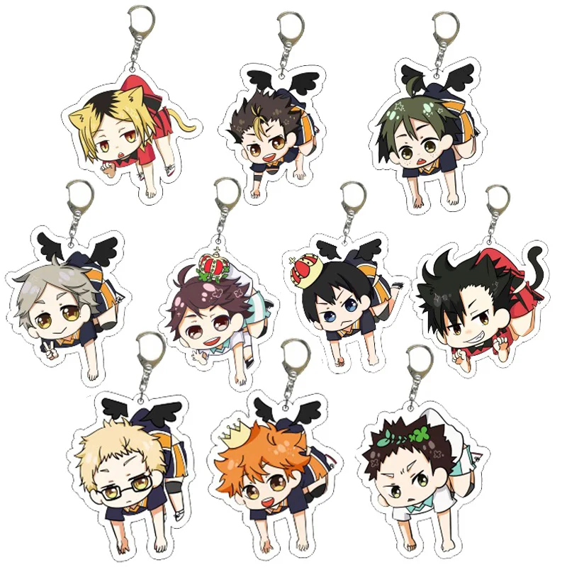 

Japan Anime Junior Volleyball Player Key Chain Ring Jewelry Q Version Figure Keychain Car Keyring Teen Child Bag Cartoon Pendant
