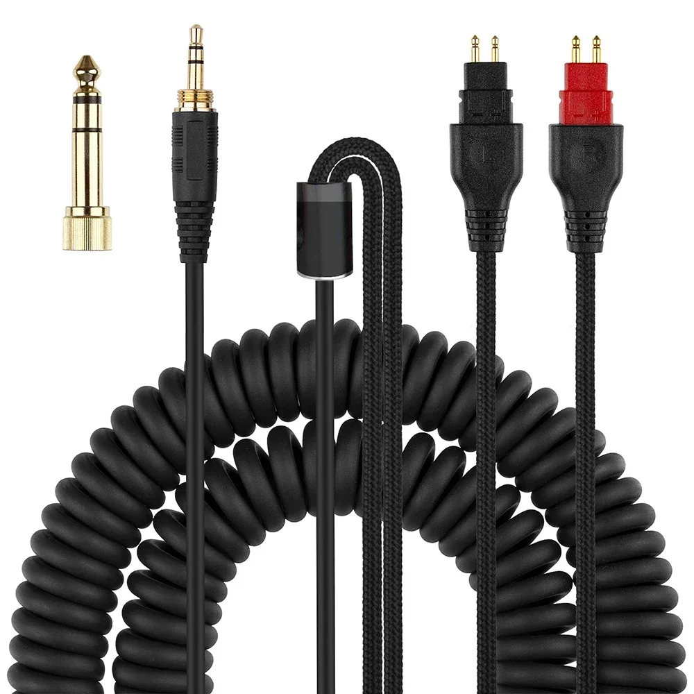 Фото Сменный пружинный спиральный кабель 6,35 мм + 3,5 мм для Sennheiser HD 660S2 660S 650 Massdrop 6XX 600 580 58X 565 545 535 525 гарнитуры №4