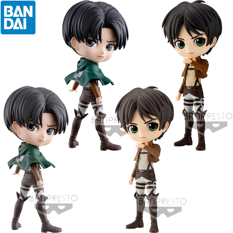 

In Stock Original BANPRESTO Q Posket Attack on Titan Levi Ackerman Ver.A/B &Eren Yeager Ver.A/B Anime Figure Model Action Toys