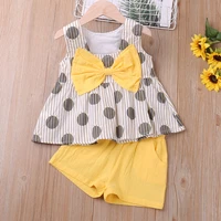2022 summer sleeveless striped polka dot topshorts 2pcs kid clothes girl set clothing sets children clothes