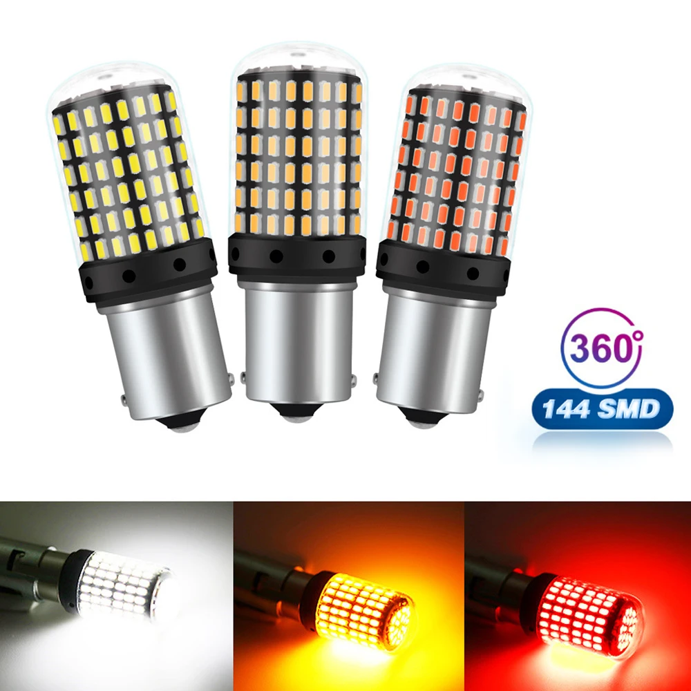 

1PCS T20 7440 7443 W21W 1157 BAY15D LED Bulbs 1156 BA15S P21W 3014 144smd Error Free Canbus Turn Signal Lights Brake lamp