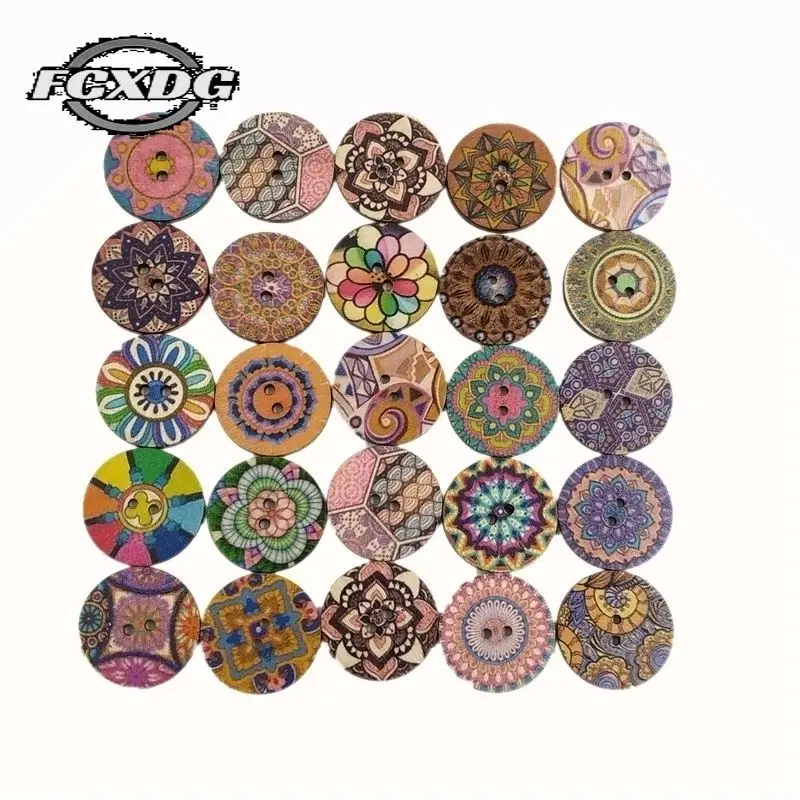 

100pcs/lot 15/20mm European Retro Wooden Buttons Scrapbooking Accessories Wooden Buttons for Crafts Vintage Buttons for Clothing