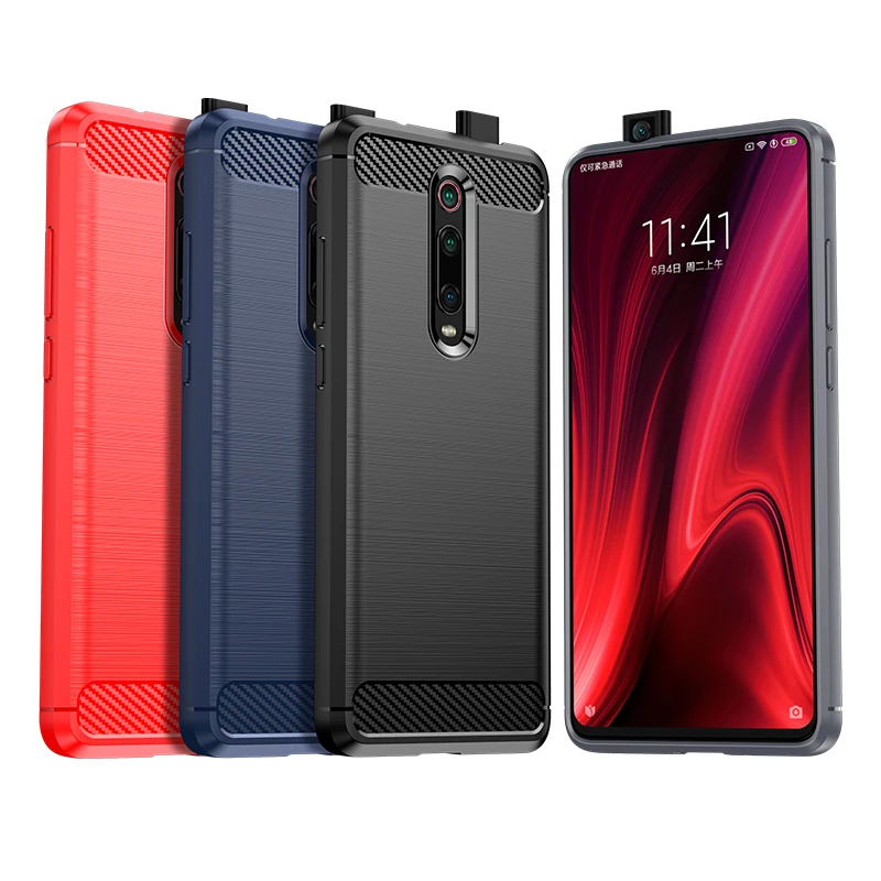 

For Xiaomi Mi 9 Mi 9T Mi 9 Pro Lite Mi CC9 CC9e CC9 Pro Brushed Carbon Fiber Texture Soft Flexible TPU Shockproof Case