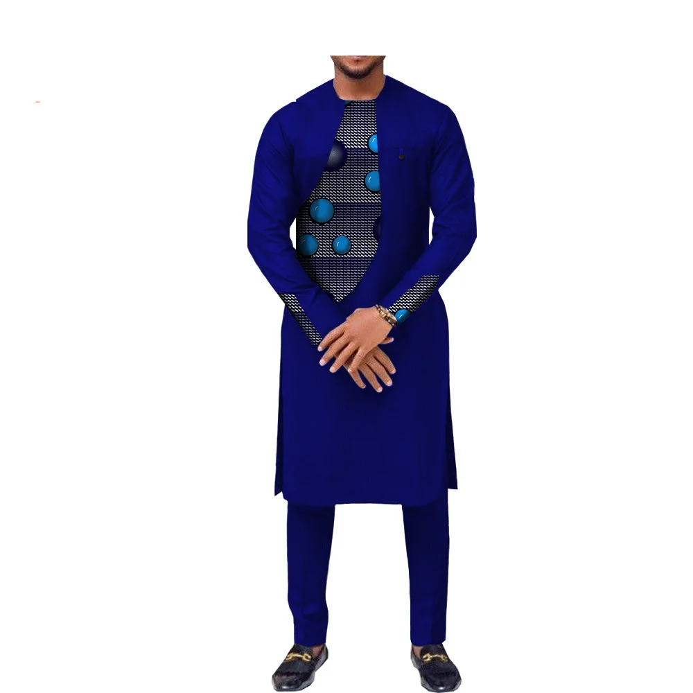 Sale New African Clothing for Men Dashiki Print Jacket and Ankara Pants 2 Piece Set Zip Coats Blazer Bazin Riche Outfits Attire