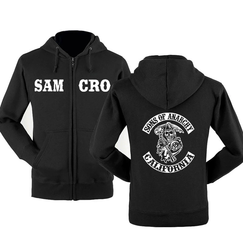 

2022 SOA Sons of anarchy the child new Fashion SAMCRO Men Sportswear Zipper Hoodies Male Casual Sweatshirt Fleece Warm Hoody