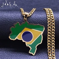 map of brazil stainless steel pendant necklaces womenmen gold color country map necklace jewelry acero inoxidable nxh446s05