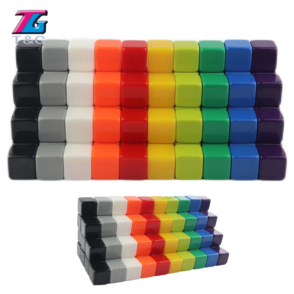 

High Quality 10pcs 16mm d6 resin colored blanks dice for engarved or printed oem game square corners standard size