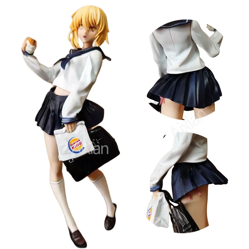 

23cm Fate/Grand Order Fate Stay Night Anime Figure Saber of Burger King Sexy Girl Uniforms PVC Action Figure Toy Model Doll Gift