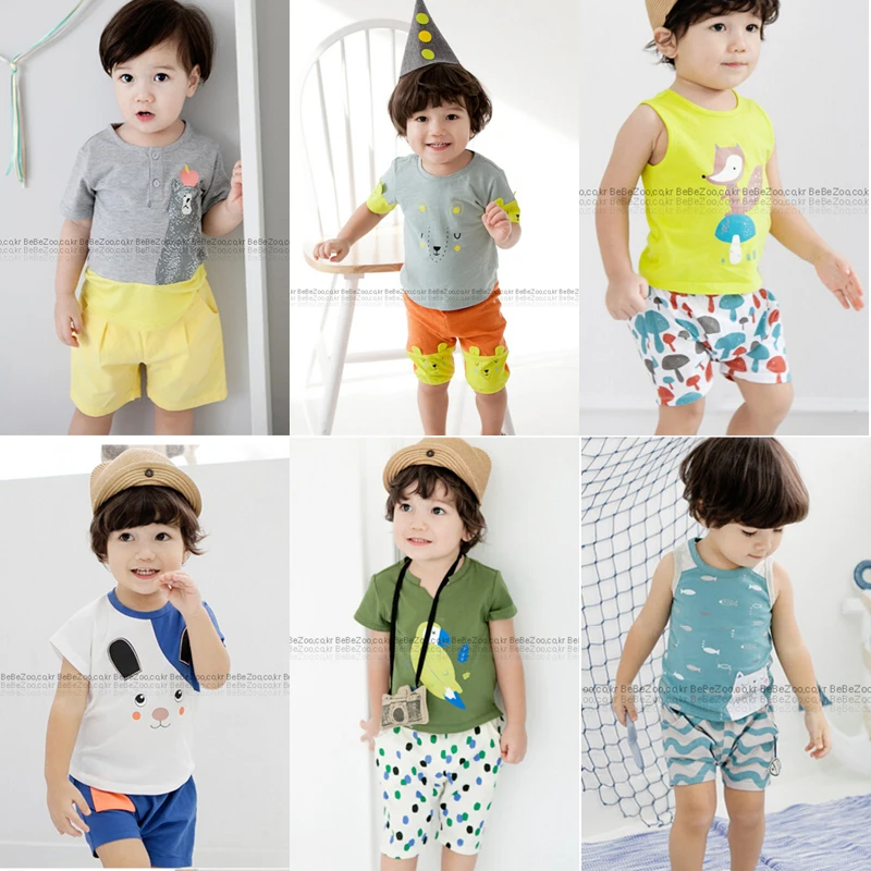 

2pcs New Kids Korean Cartoon Cute Summer Baby Sport Outfits Children Clothes Sets Clothing Cotton T-Shirt Shorts Set Toddler Boy