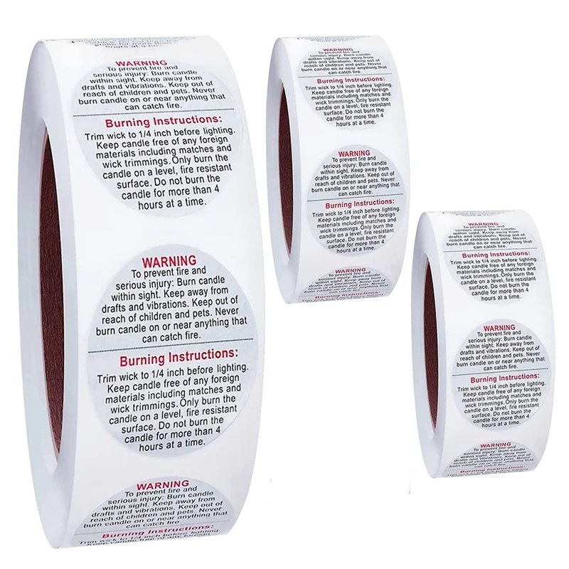 

Hot SV-1500 Candle Warning Labels, 3.81Cm Candle Jar Container Stickers, Candle Safety Stickers For Candle Making