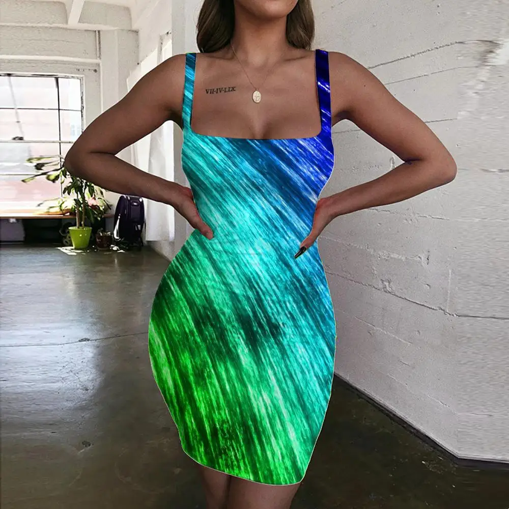 

Женское Радужное платье с абстракцией, в стиле бохо