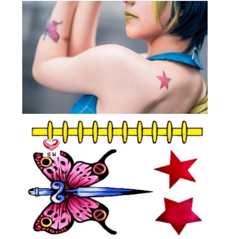 Japanese Anime JOJO Bizarre Adventure Purple Small Five-Star Tattoo Sticker Bugarati Empty Strip Xu Lun Waterproof Tattoo