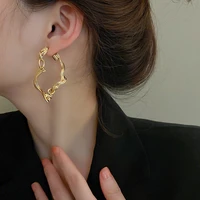 striped twisted geometry hoop earrings for women bohemian luxury gold dangle earrings unusual%c2%a0lady girl party fashion jewelry