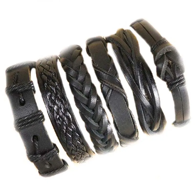 

Wholesale Specific 6pcs/lot Female Male Leather Bracelets Wrap Bangle Party Gift Or Random 6pcs/lot Mix Styles Braided Bracelets