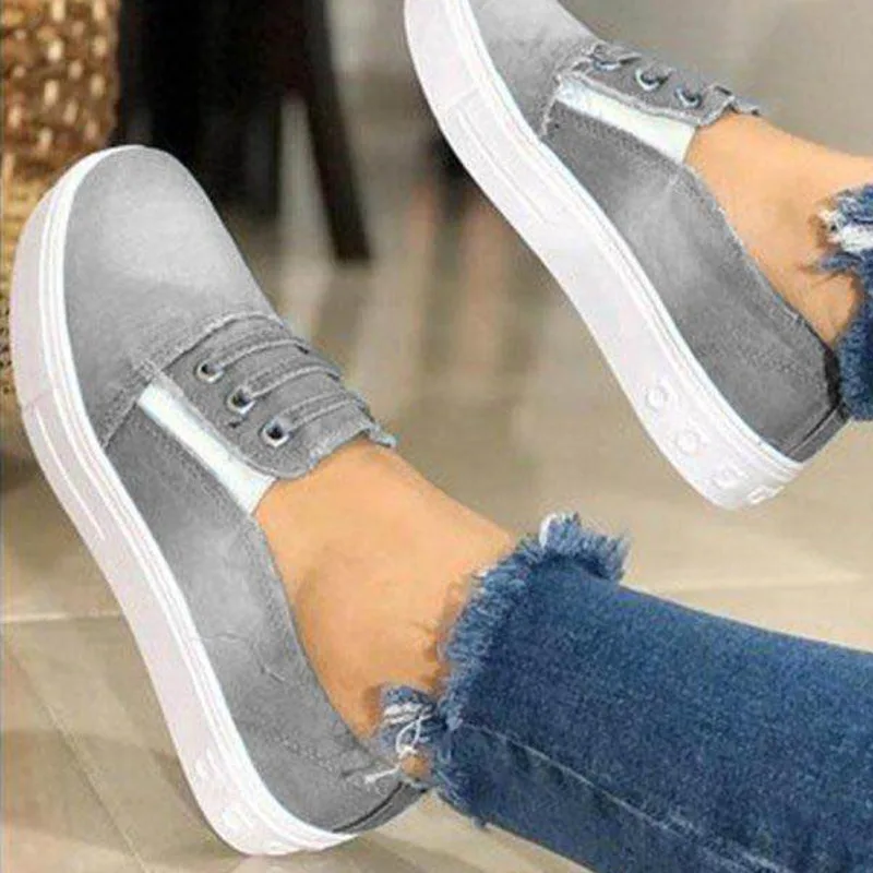 Женские повседневные туфли на плоской подошве модные удобные джинсовые