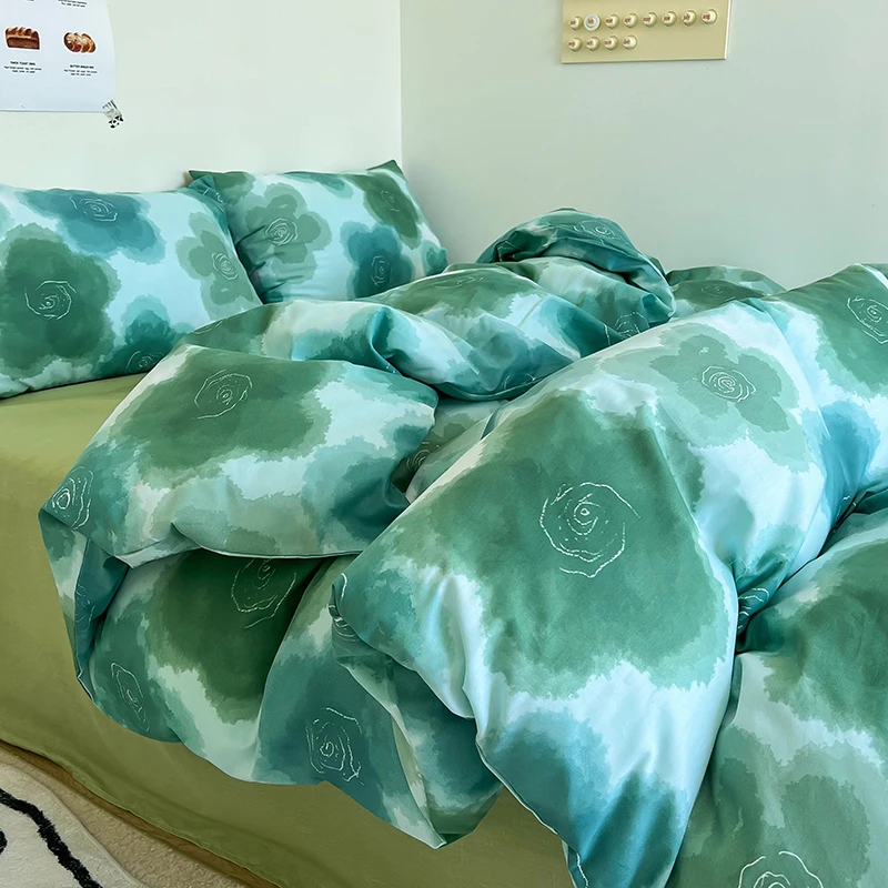 

1 шт., одеяло из 100% хлопка, Зеленое одеяло для двойной кровати, односпальное/двуспальное/большое размеры, пододеяльник 220x240 см (без наволочки)