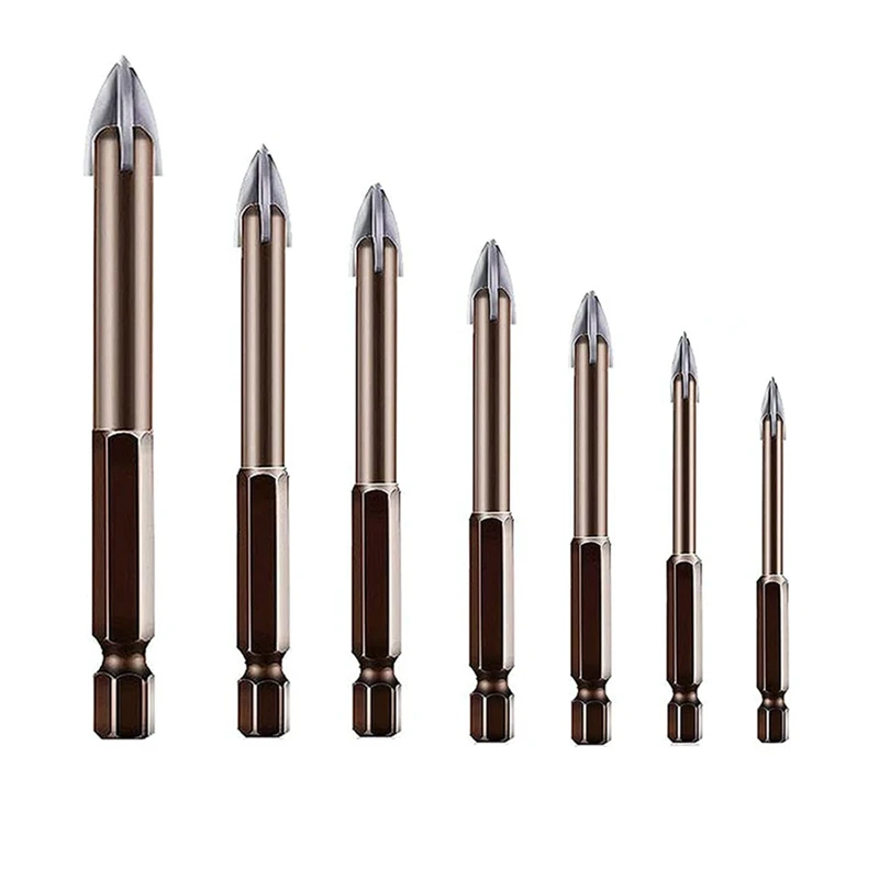 

7PCS Efficient Universal Drilling Tool, Combination Drill Tap Bits Set, Triple-Cornered Tile And Concrete Drill Bit