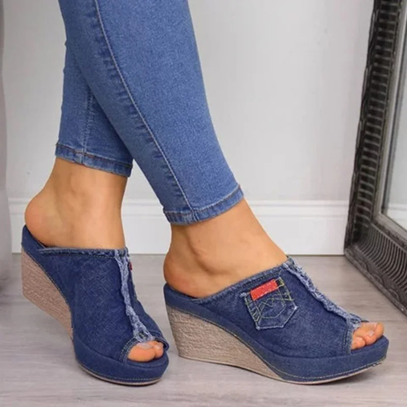 

2022 Summer Platform Sandals Women Shoes Open Toe Soft Shoes For Women Slip On Female Indoor Outdoor Wedges Slippers Plus Size