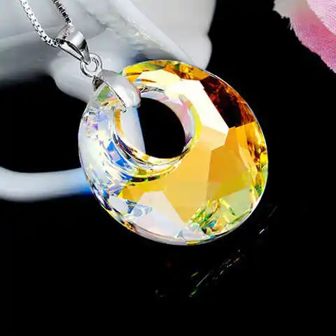  Одежда Павильон серебро 925 пробы + австрийский круглый кулон с кристаллами