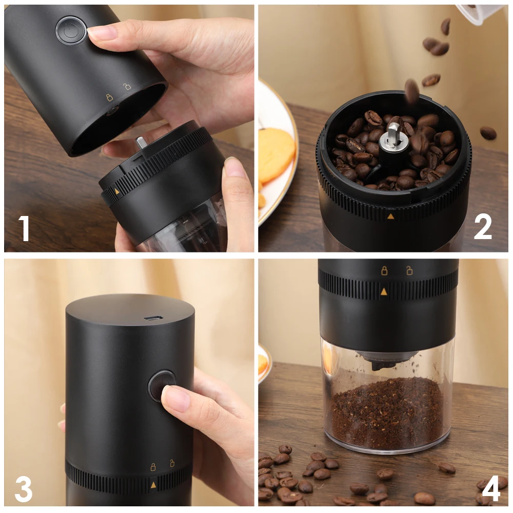 Electric Coffee Grinder Machine Mill Grain Crusher Portable Beans Kitchen Grinding USB Charging Professional no Manual |