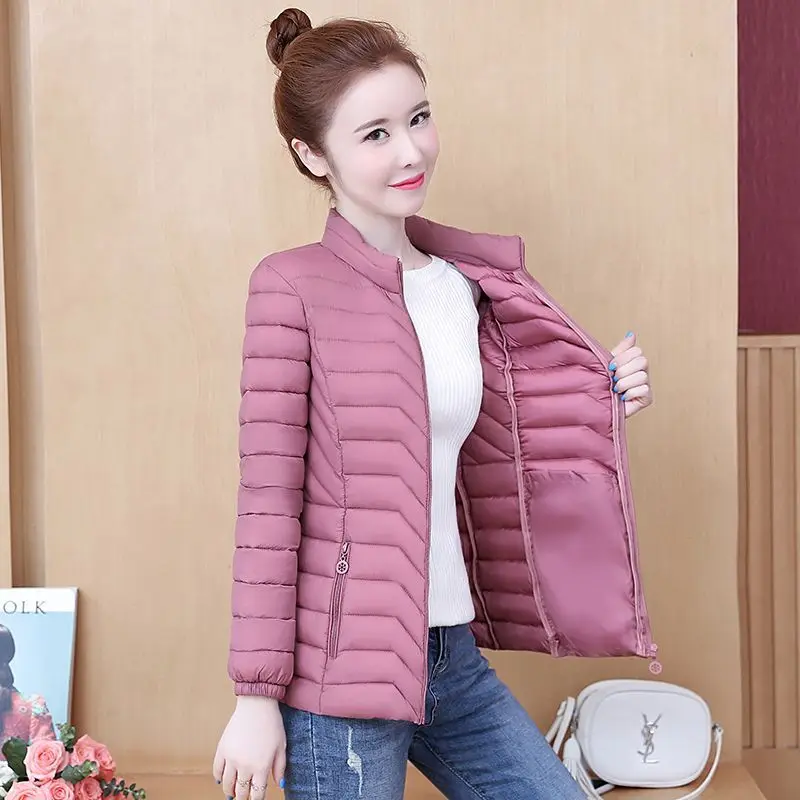 Winter Parka Ultralight Padded Puffer Jacket for Women Coat Stand Collar Outdoor Warm Lightweight Outwear Zipper Pockets S71