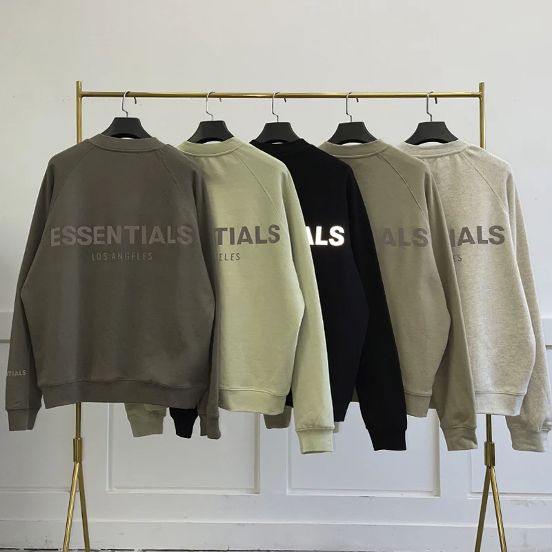 

FW21 Fashion ESSENTIALS Sweatshirts 3M Reflective Lettered Print Velvet Sweater Oversized Hip Hop Hoodie Trip Sweatshirt