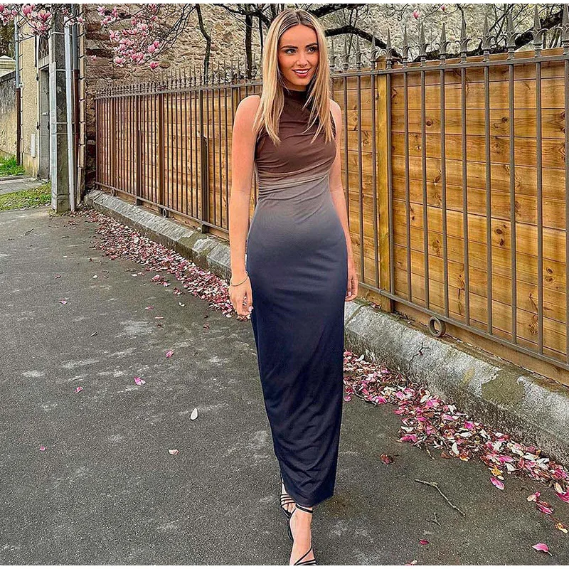 

Платье-Макси женское с круглым вырезом, без рукавов