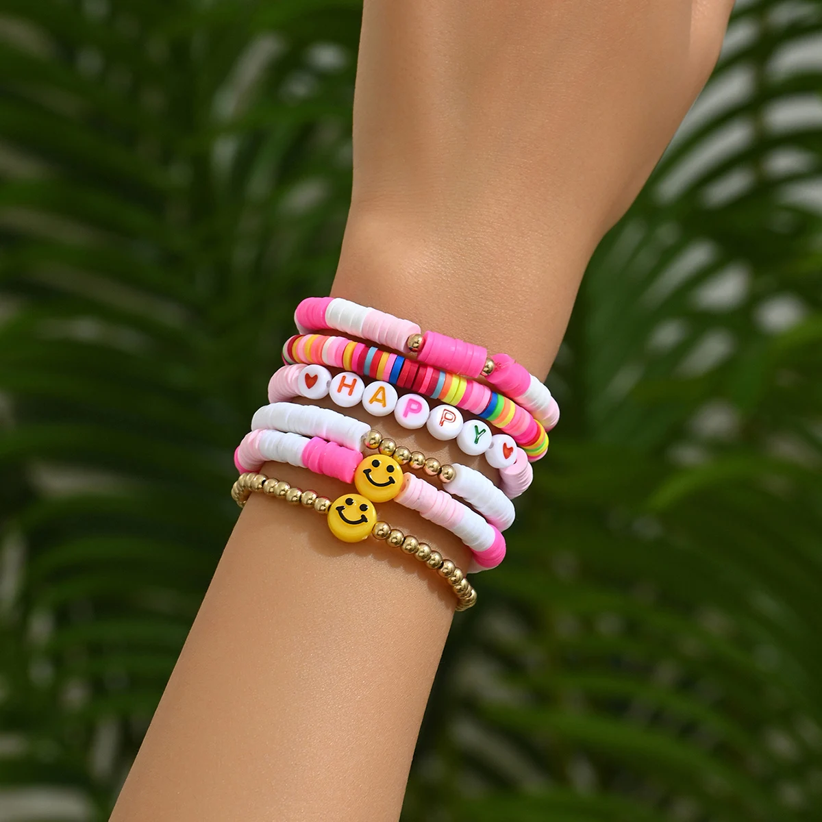 Женский многослойный браслет с бусинами 6 шт.