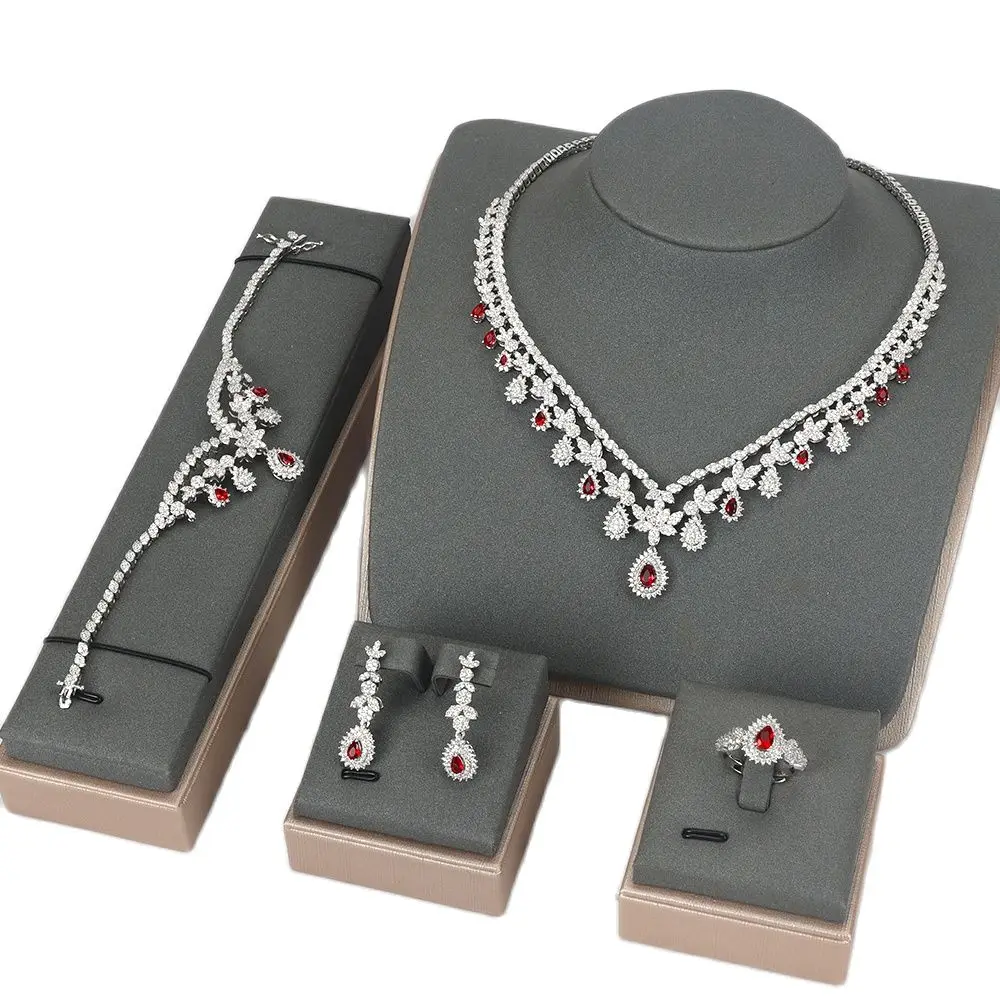 

INJEWELIFE Double Layer Bridal Necklace Set for Women Wedding Jewelry Sets Dubai Wedding Graduation Party Accessory Jewellery