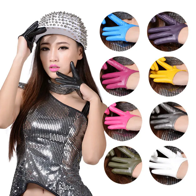 

Harajuku Dark Lolita Cool Girl Half Palm Punk Goth Photo Accessories Female Dance Nightclub Performance Pu Leather Gloves