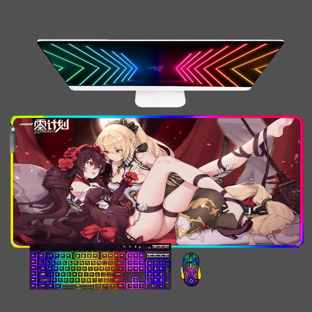 

Japanese Anime Girl HD RGB Mouse Pad Computer Speed Type Carpet Mat for E-sports Players Laptop Keyboard LED Mousepad Desk Mat