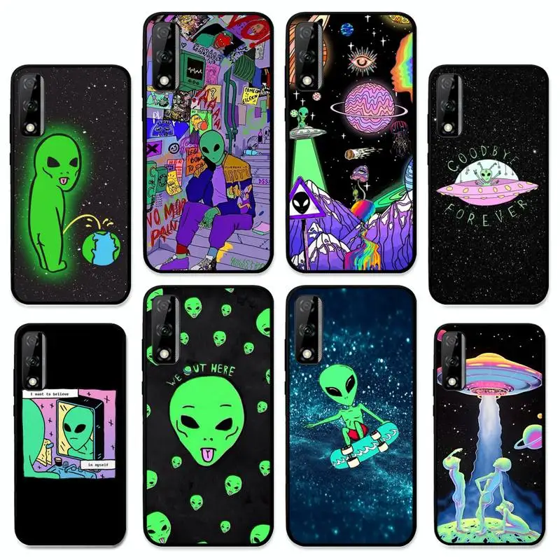 

Esthetics Cartoon Alien Phone Case for Huawei Y 6 9 7 5 8s prime 2019 2018 enjoy 7 plus