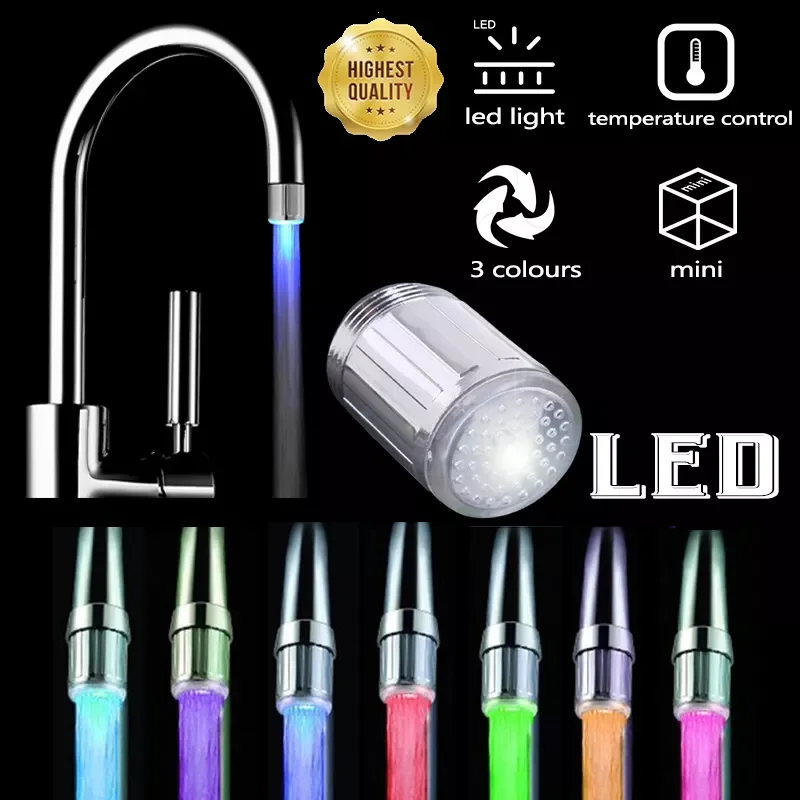 

Смеситель с термочувствительным 3-цветным освещением, кран для кухни и ванной, водосберегающий, аэратор, насадка для душа