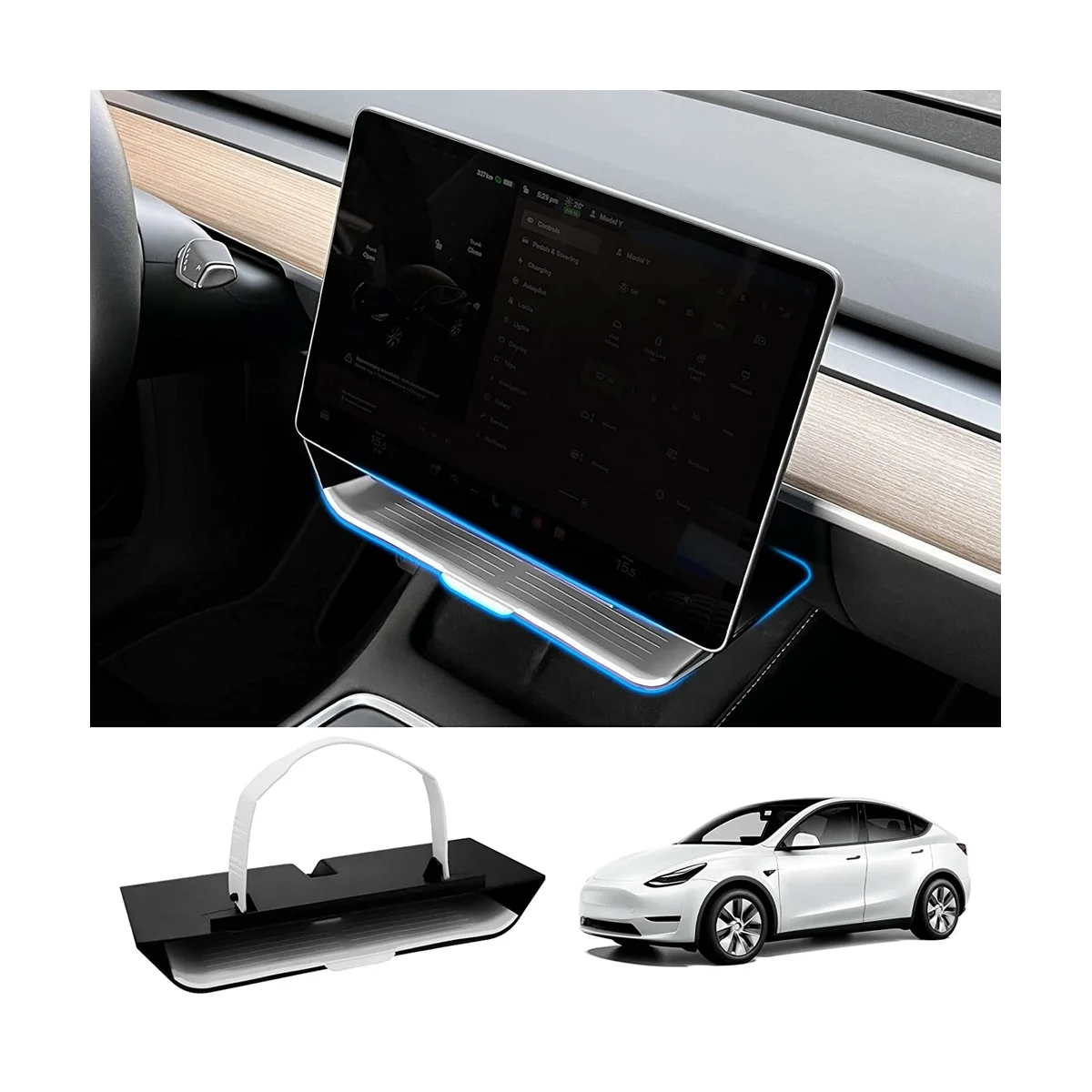 

For Tesla Model Y/3 2020-2023 Accessories - Under Screen Storage Box Behind Screen Tray Center Console Organizer