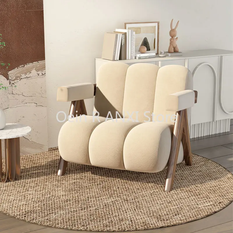 

Sofa Nordic Lounge Living Room Chairs Arm Velvet Modern Relax Salon Chairs Lazy Unique Wood Chaises De Salon Home Furniture WKYZ