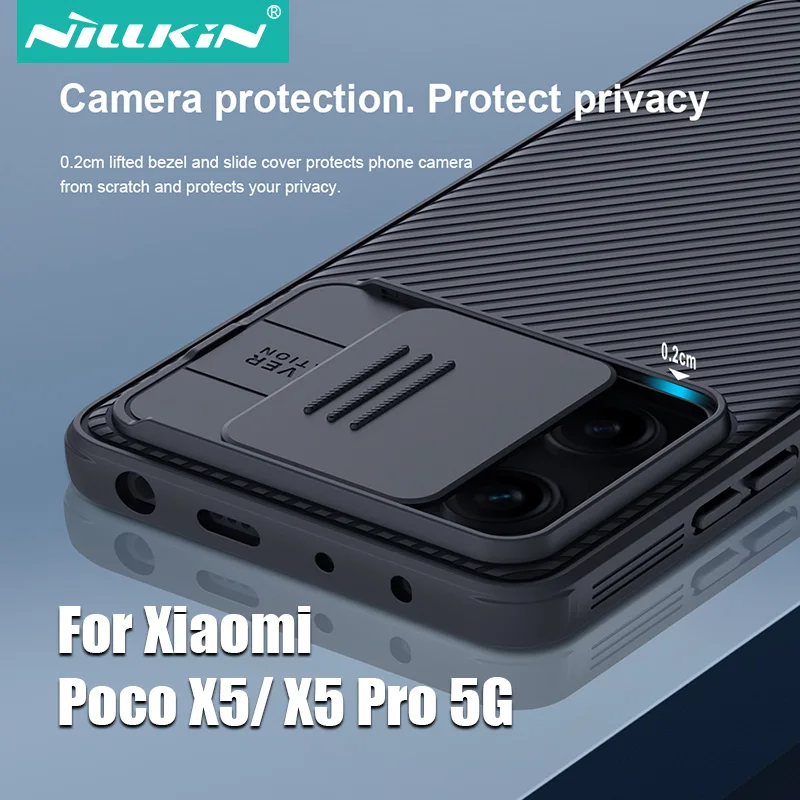 Nillkin for Xiaomi Poco X5 Pro, CamShield Pro Case with Slide Camera Cover Protector Hard PC+TPU Cover